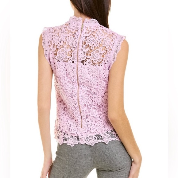 NANETTE LEPORE GORGEOUS SUGAR PLUM LILAC LACE TOP ZIPPER Down Back Lined EUC - Picture 6 of 12